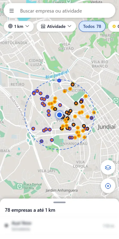 O radar no celular: raio, atividade, grupos e a lista das empresas por perto
