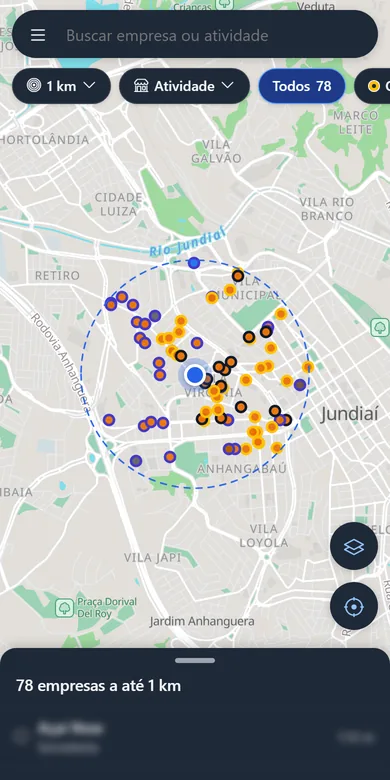 O radar no celular: raio, atividade, grupos e a lista das empresas por perto
